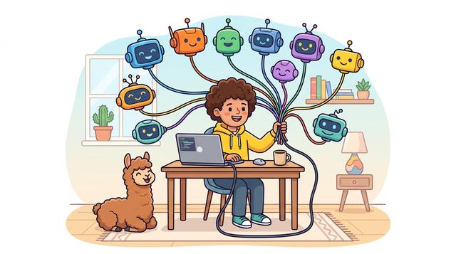 LLM Access for Students cartoon illustration
