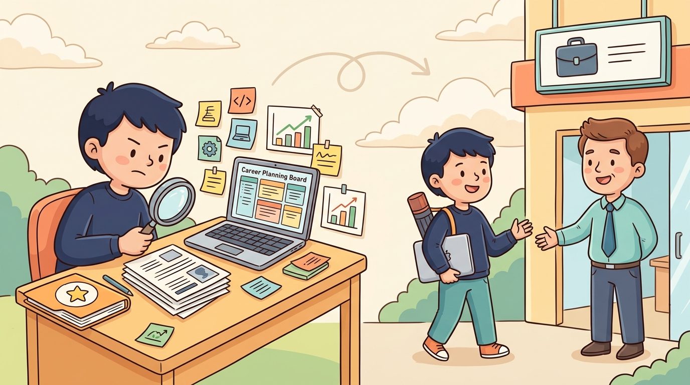 Work Backward From the Job cartoon illustration